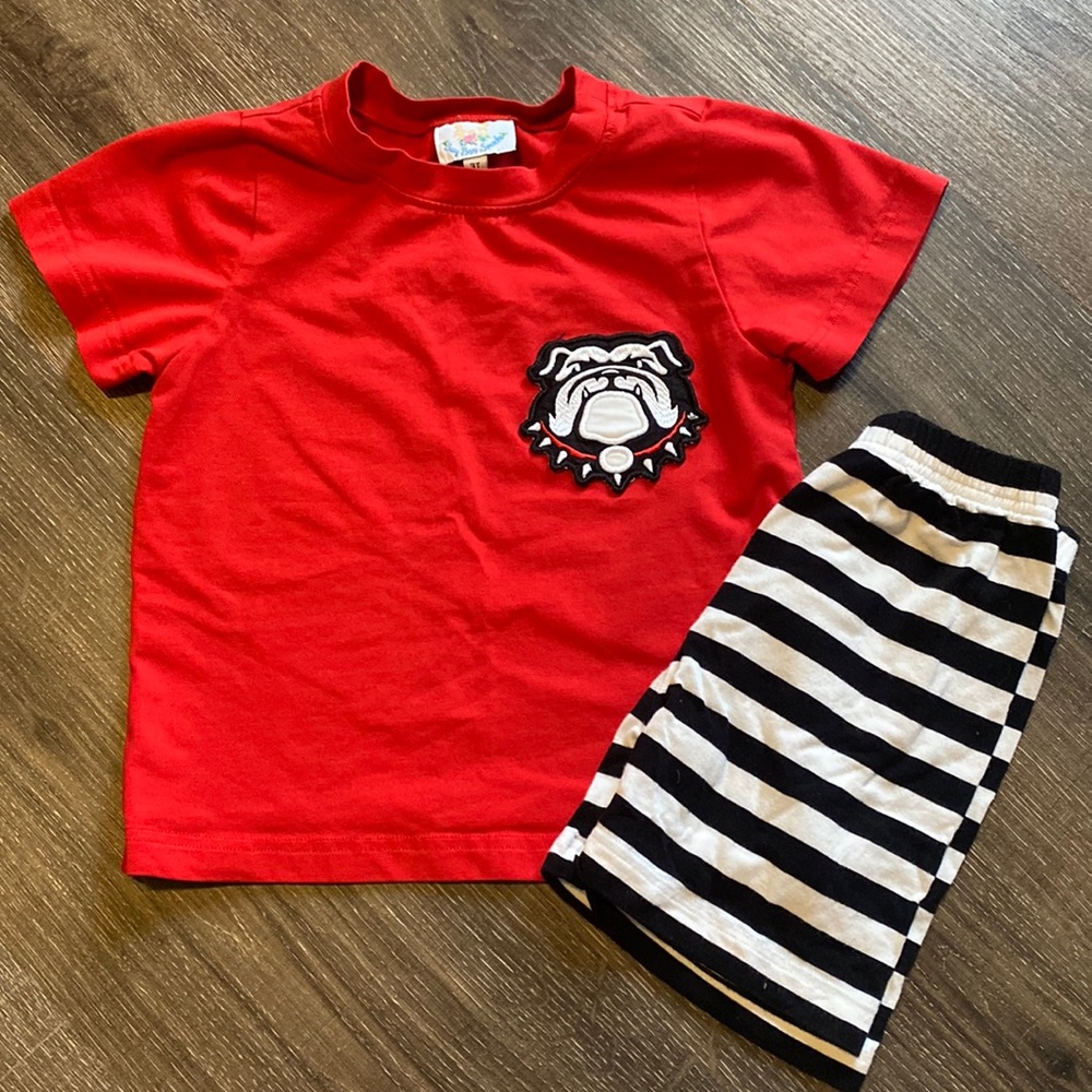 Busy Bees Smocks Toddler Boy UGA Bulldogs set